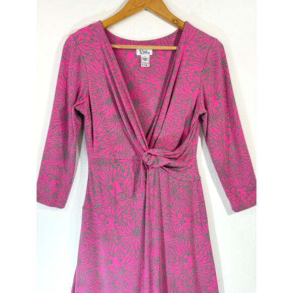 Lilly Pulitzer Danni Floral Jersey Dress Pink Green 3/4 Sleeve Size M - Picture 3 of 9